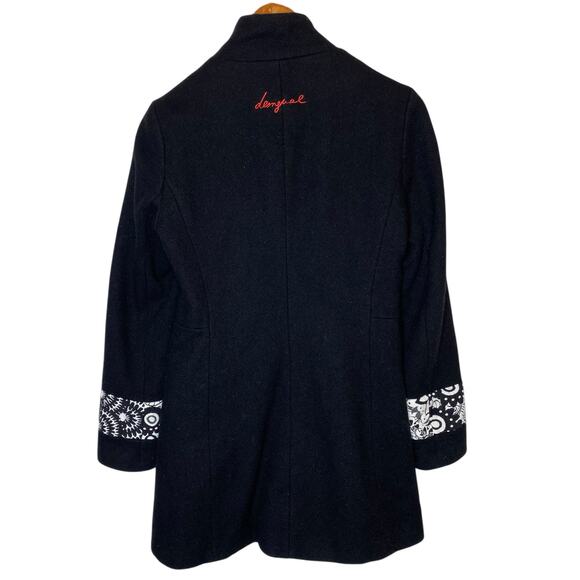 Desigual Wool Blend Patch Pocket Black Coat size 38 / Small - Picture 4 of 7